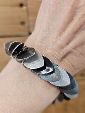 Black, Gunmetal & Silver Aluminum Scale Chain Mail Bracelet